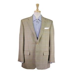 Samuelsohn Gold Green Red Knit Woven Wool Silk 2-Btn Sportcoat Blazer 40L 41L